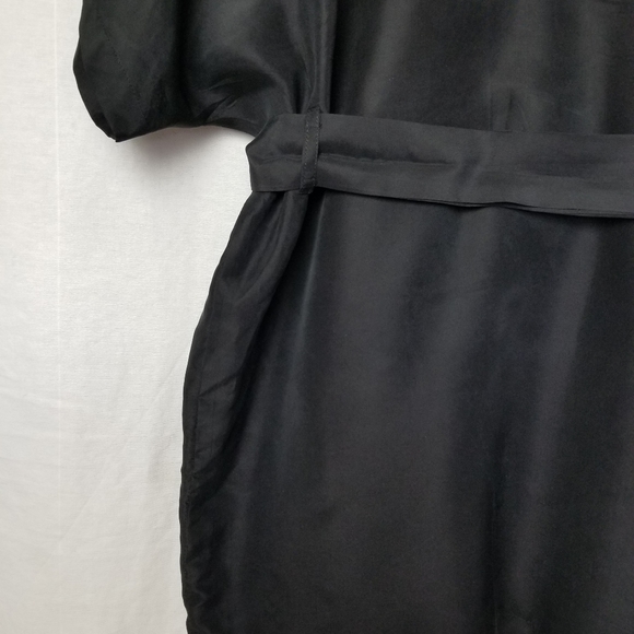 Piko 1988 Black Silk Short Dolman Sleeve Belted Mini Dress Size Medium - Picture 10 of 11